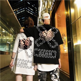 Áo thun unisex in tay đấm mẫu hot taobao cực ngầu form rộng