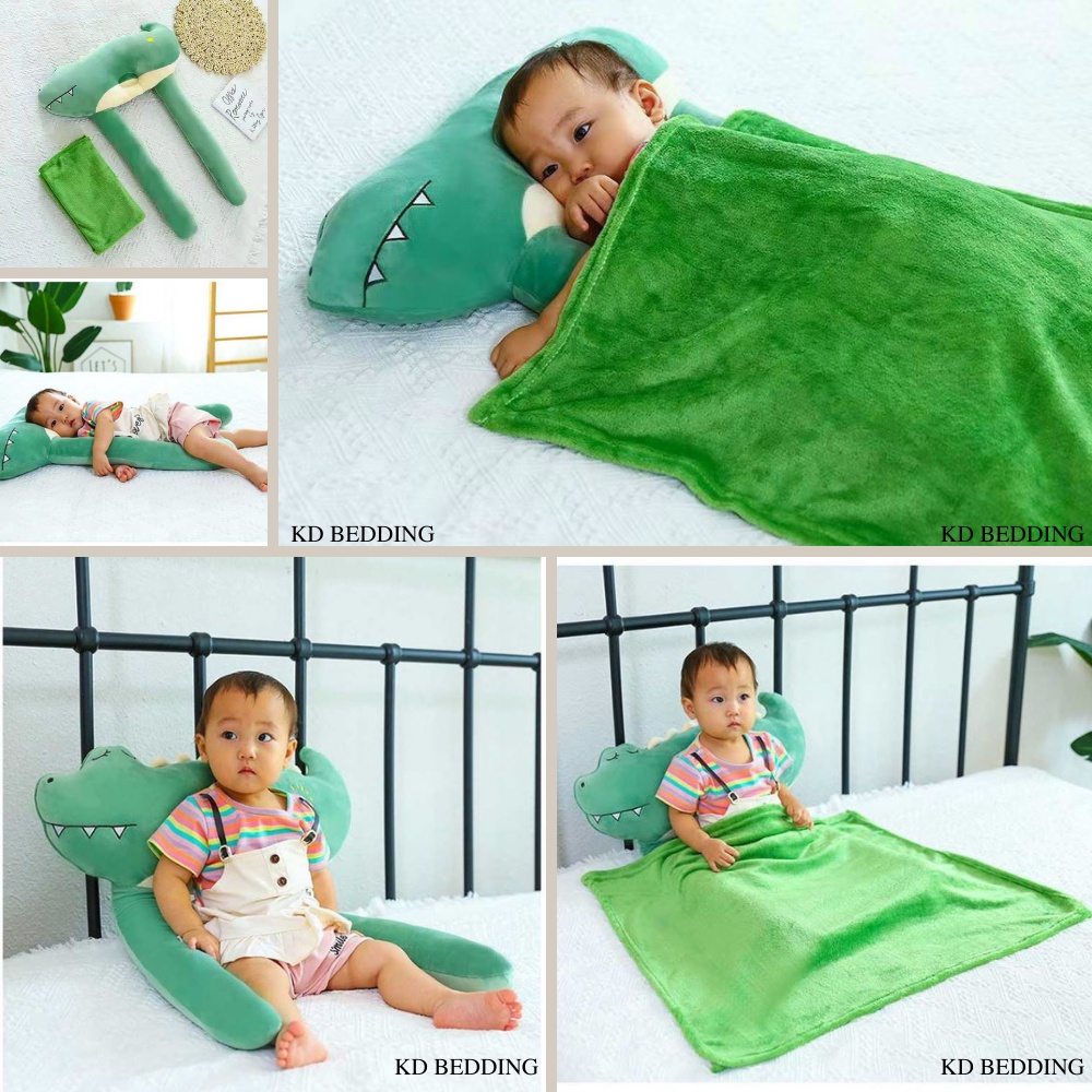 Gối chặn chữ u đa năng cho bé, gối ôm cho bé ngủ chống giật mình KD BEDDING chất nỉ siêu ấm kèm chăn nhung tuyết