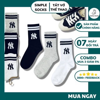 Vớ Cổ Cao Hàn Quốc NY 3 Màu️⚽FREESHIP️⚽ Tất Cổ Cao Phối Giày - Newyork Yankee Sọc Ngang Hàng Cao Cấp