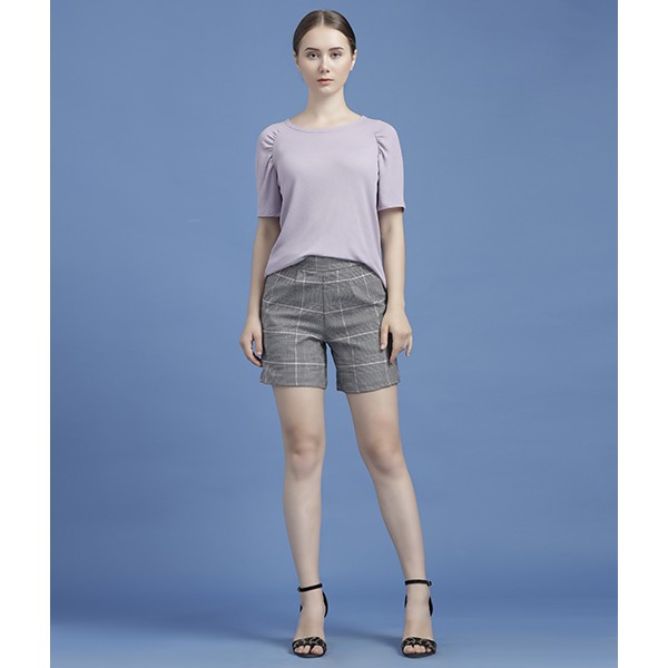 Áo thun cổ tròn nữ Callia Rosa tee tay lửng (Tím nhạt/Xanh)