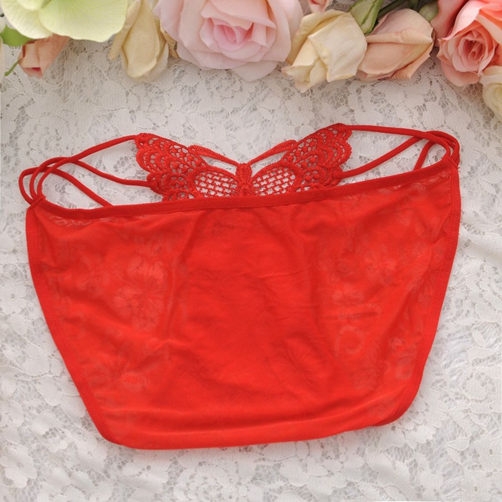 Quần lót cotton phối ren thêu họa tiết bướm phong cách Hàn Quốc gợi cảm cho nữ