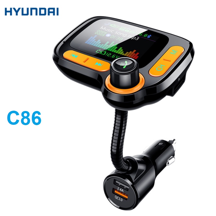 Tẩu nghe nhạc ô tô Hyundai C86, kết nối bluetooth, sạc nhanh QC 3.0