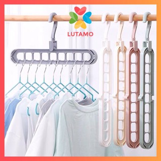 [Mã SKAMLTSW8 giảm 10% đơn 100K] Móc Treo Quần Áo 9 Lỗ Thông Minh Xoay 360 độ LUTAMO MA4880