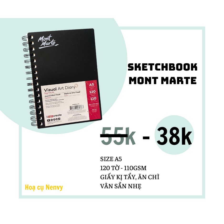 Hoạ cụ vẽ tranh, sổ vẽ, sketchbook, giấy màu nước các loại