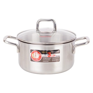 Nồi inox 3 lớp cao cấp Happy Cook Alvar nắp kiếng 16cm N16-ALVG