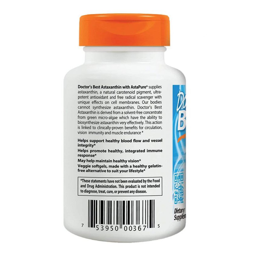 Hỗ trợ trẻ hóa Doctor’s Best Astaxanthin 6mg 90v