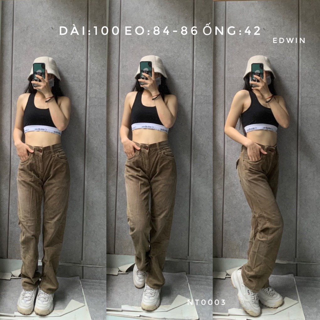 Quần nhung tăm 2hand unisex nam nữ