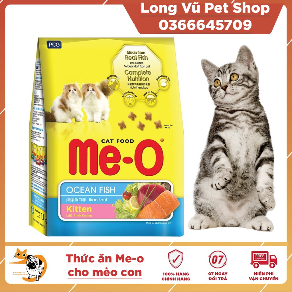 Thức ăn hạt khô cho mèo con Me-o Kitten Ocean Fish Vị cá biển 400g