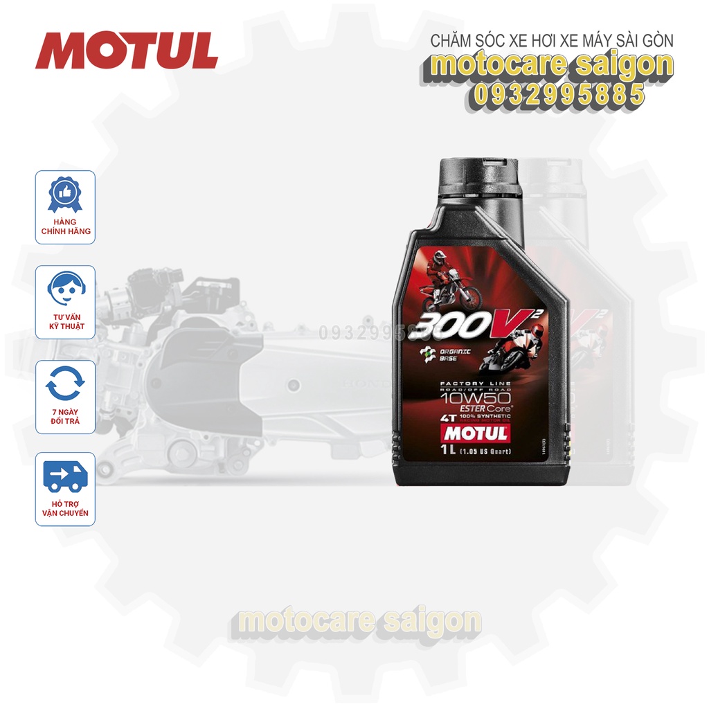 Nhớt Motul 300V2 1L cao cấp cho xe số, tay côn  xe gắn máy