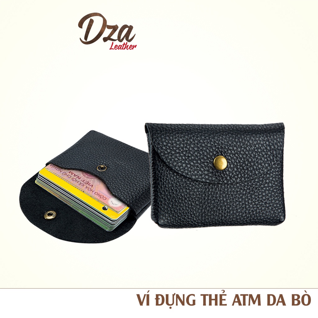 Ví dựng thẻ ATM da bò lớp 1 đơn giản mini cho cả nam và nữ Dza leather