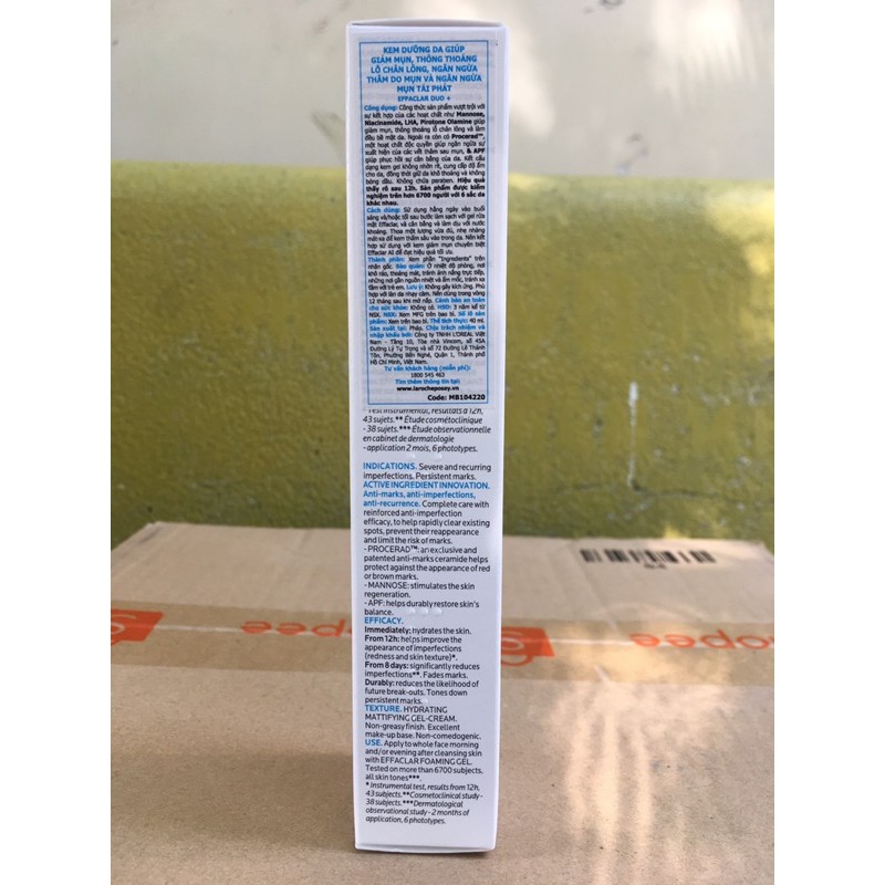 Duo+ Kem giảm mụn, ngừa thâm, dưỡng da Laroche Posay Effaclar Duo+ 40ml