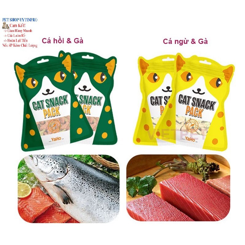 BÁNH THƯỞNG CHO MÈO Cat Snack Pack Yaho Viên hình cá Gói 80g - Pet shop Uytinpro