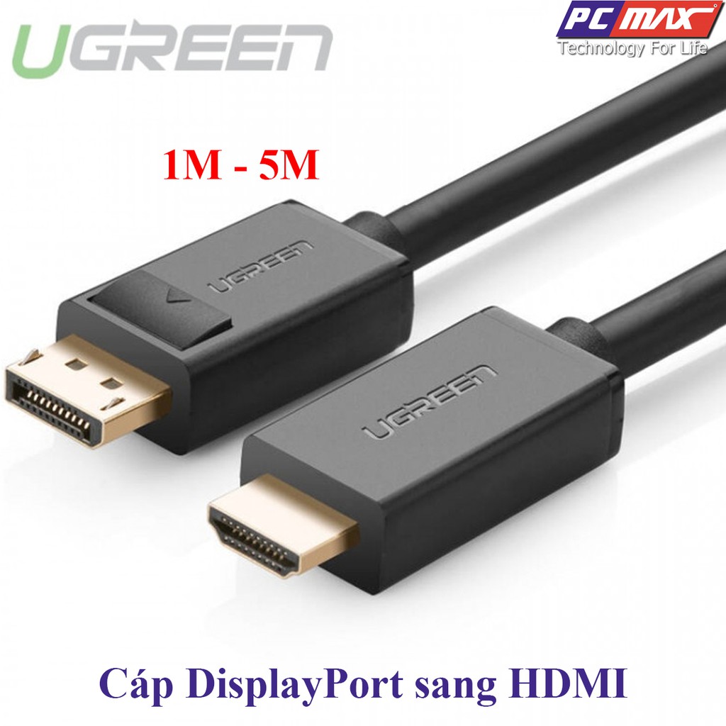 Cáp DisplayPort to HDMI hỗ trợ 1920x1200 dài 1m 2m 3m 5m UGREEN DP101 - Hàng chính hãng