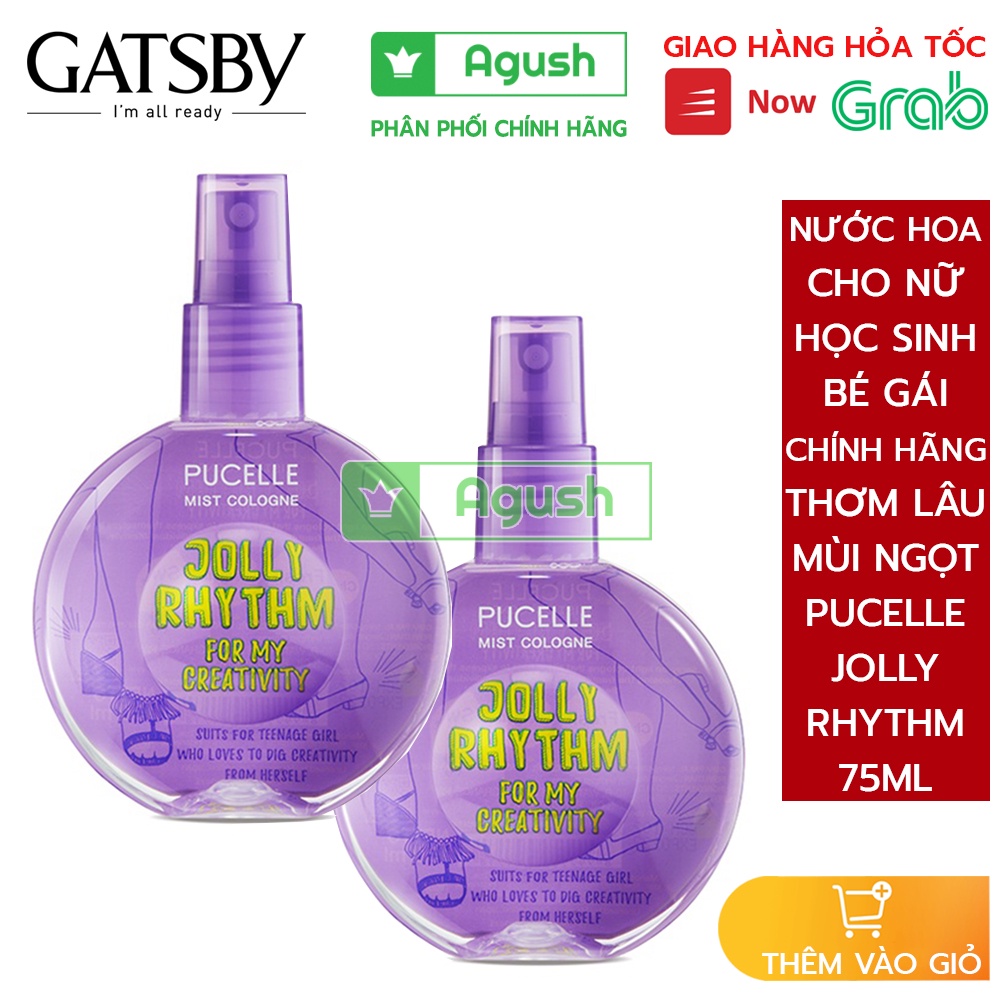 Nước hoa nữ thơm lưu hương lâu mini chính hãng Pucelle Mist Cologne Jolly Rhythm 75ml mùi ngọt ngào cho học sinh giá rẻ