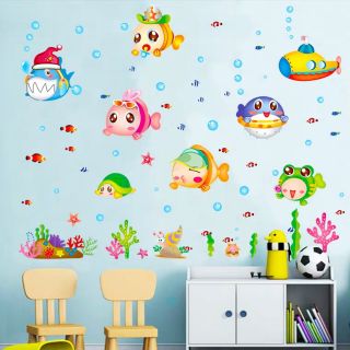 Decal dán tường cá tròn 80cmx 120cm hải hà pham