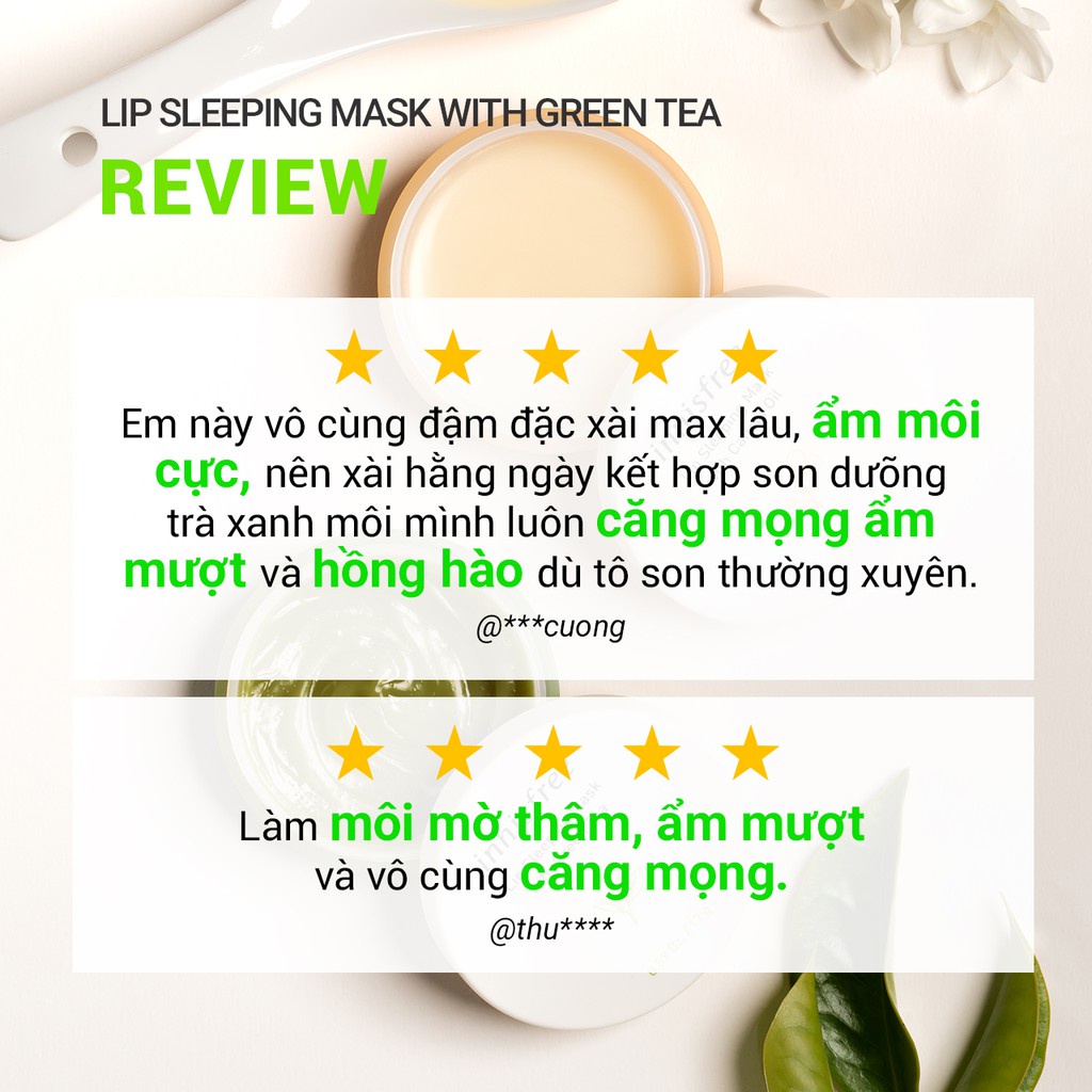 [Mã COSIF03 giảm 10% đơn 400K] Mặt nạ ngủ dưỡng ẩm trà xanh cho môi innisfree Lip Sleeping Mask With Green Tea 17g