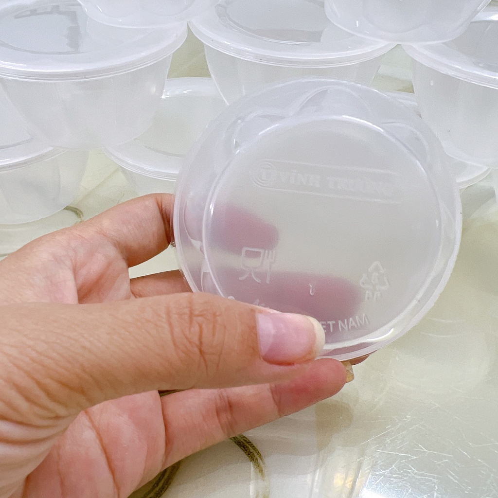 Hộp flan BÔNG làm bánh Vĩnh trường 90ml  - Hủ làm bánh flan, Caramen có nắp CAO CẤP chịu nhiệt an toàn