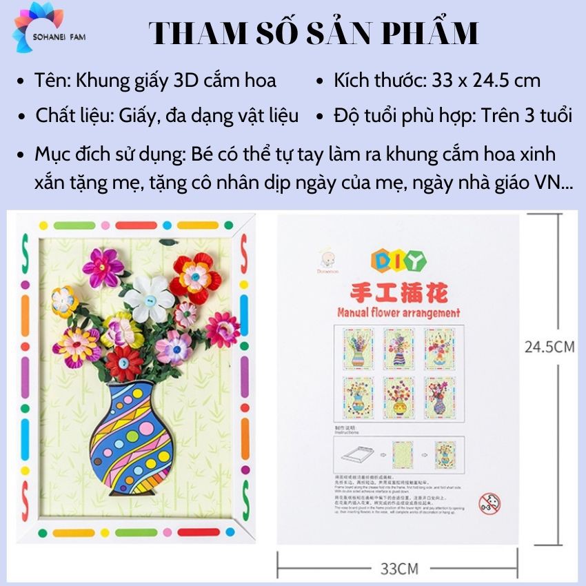 Tự Làm Khung Giấy Bình Cắm Hoa Handmade Cho Trẻ Em -SOHANEI FAM -Đồ Chơi Thủ Công, Quà Tặng Ngày Của Mẹ...