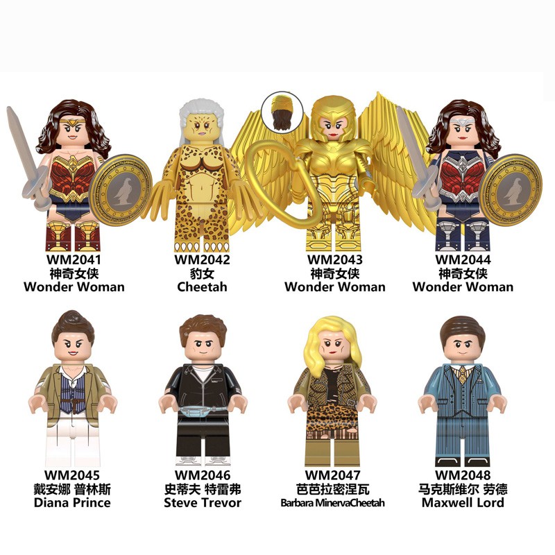 Mô hình lắp ráp nhân vật Woder Woman/Lego/Công chúa Diana/Cheetah/Barbara Minerva/Steve Trevor dành cho trẻ em WM6100