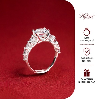 Nhẫn bạc nữ Kylan Silver KL0105 đính 9 viên đá kim cương nhân tạo 8ly (không kèm hộp nhung)