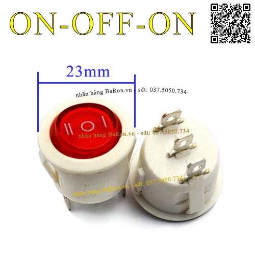 Công tắc 6A/220V loại on/off/on 23mm