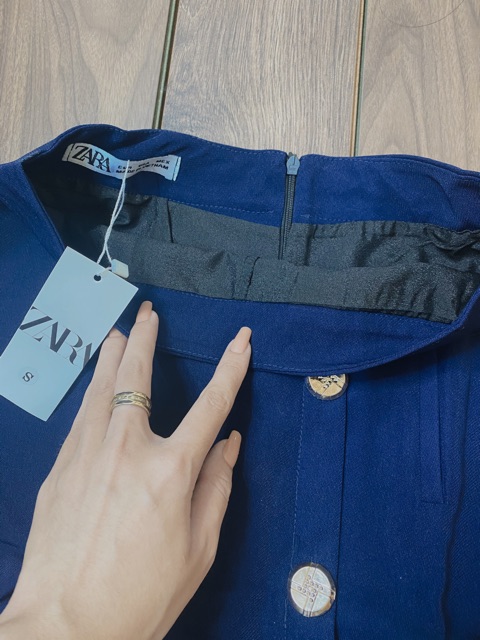 Váy chữ A 3 cúc màu xanh navy cho nữ