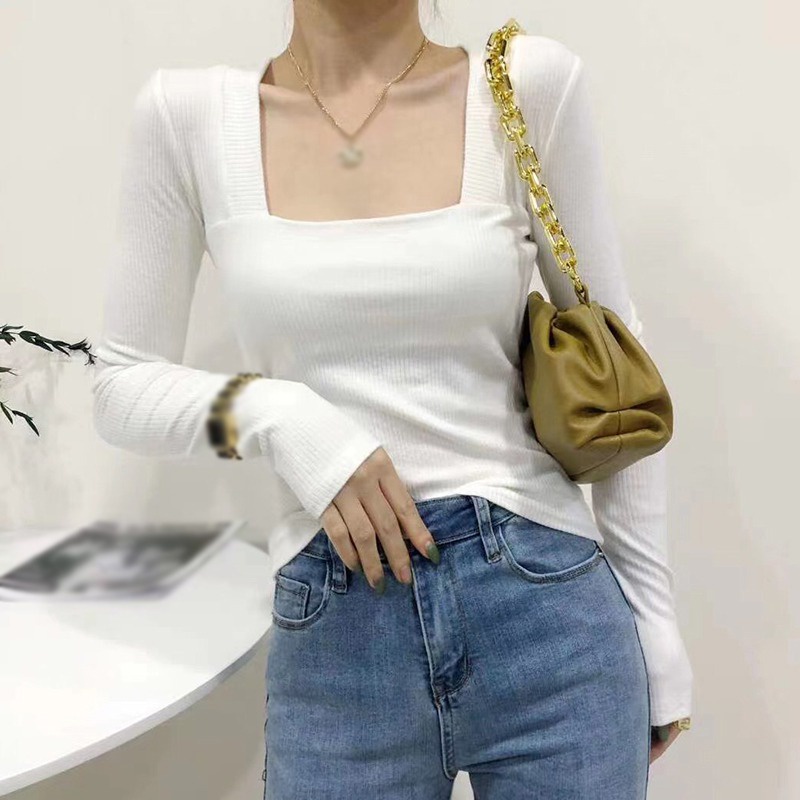 Áo Croptop Dệt Kim Màu Sắc Trơn Thiết Kế Quyến Rũ Cho Nữ