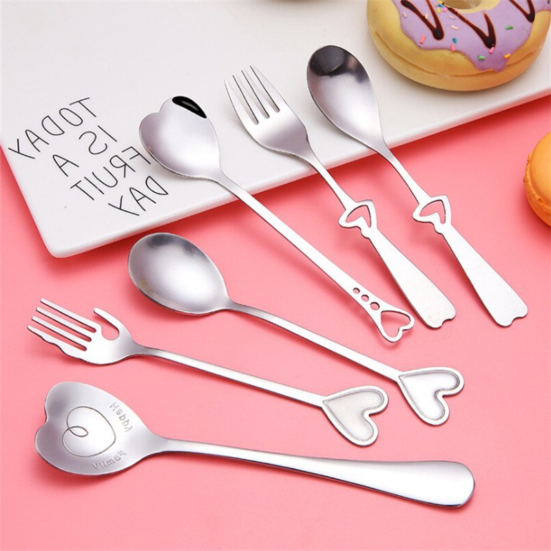 Muỗng nĩa inox hình trái tim sáng tạo