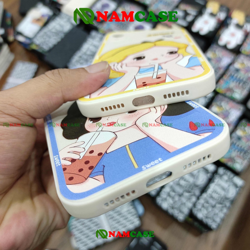 Ốp lưng iPhone cặp đôi cạnh viền vuông silicon mềm dẻo bảo vệ camera cho iphone 6/6s/7/8/X/XS/XR/11/12/13 Pro Plus cute