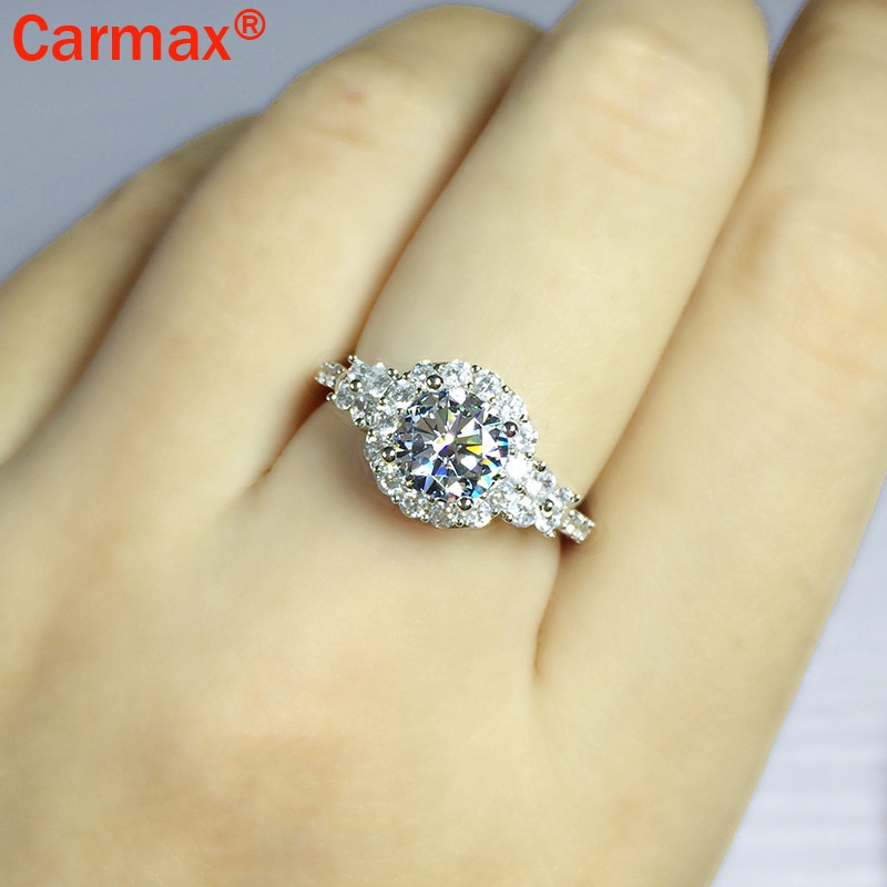 Nhẫn đính đá moissanite sang trọng 2 karat cao cấp