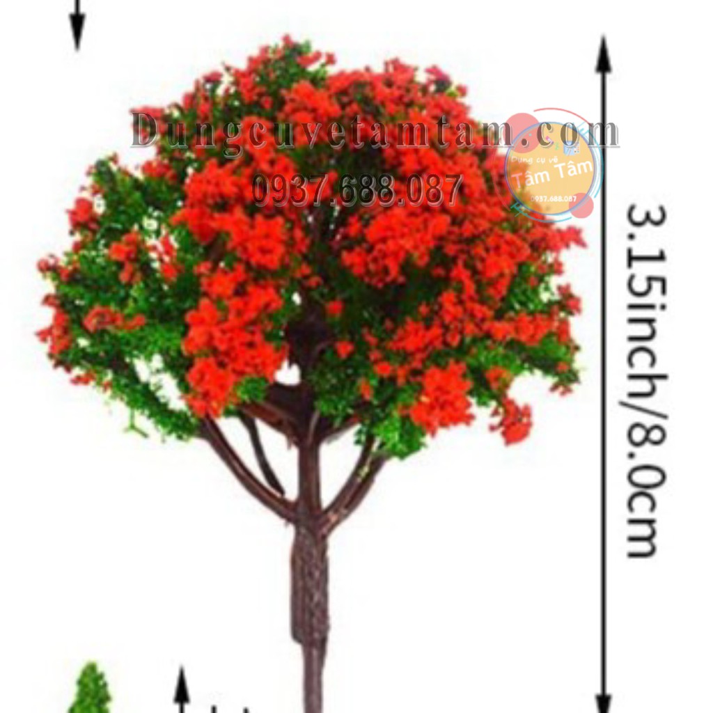 [ TÂM TÂM ]-Cây Hoa Đỏ trang trí mô hình, Cây mô hình, Cây DIY -