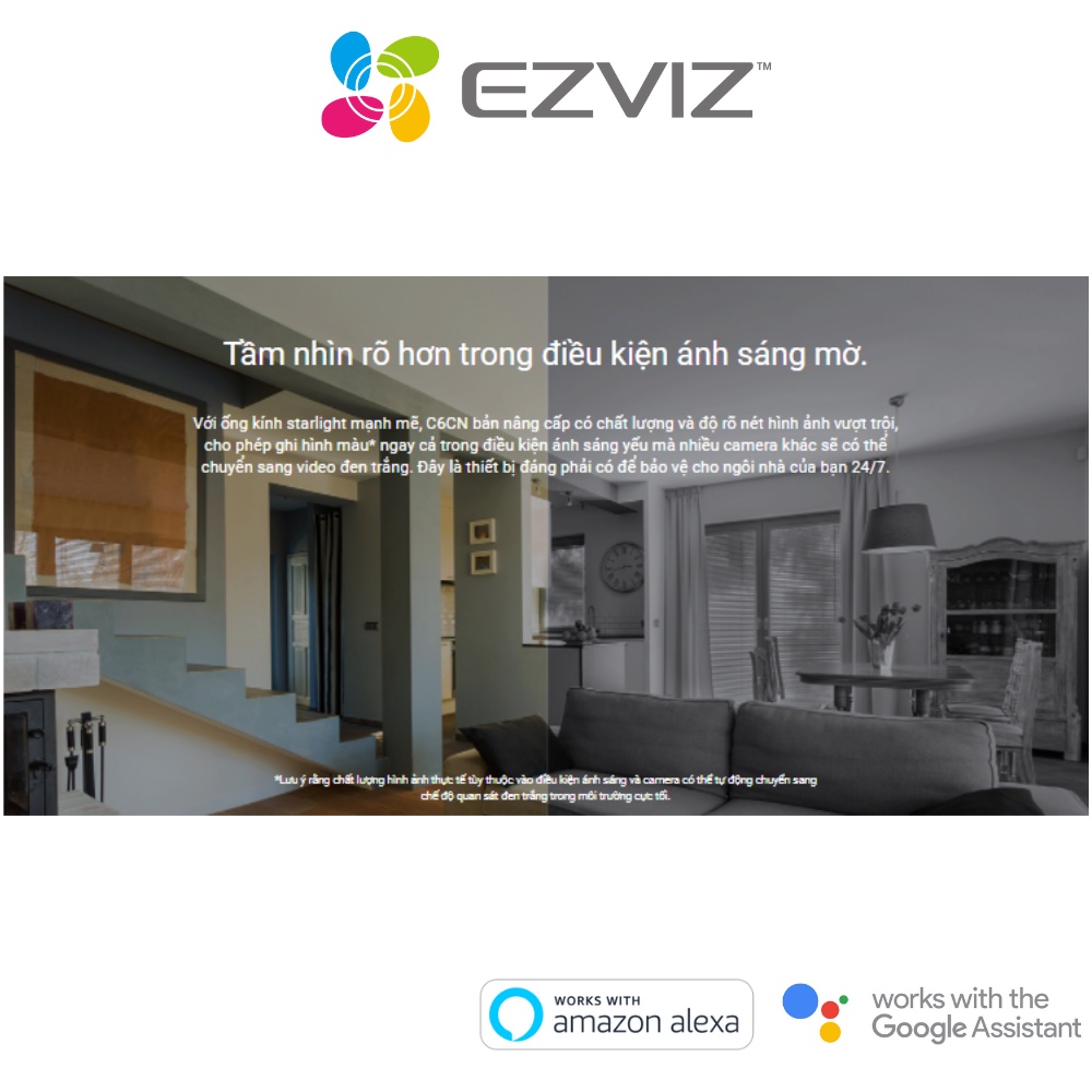 Camera EZVIZ C6CN H.265, wifi, quay quét trong nhà 360 độ, độ phân giải 1080p | BigBuy360 - bigbuy360.vn