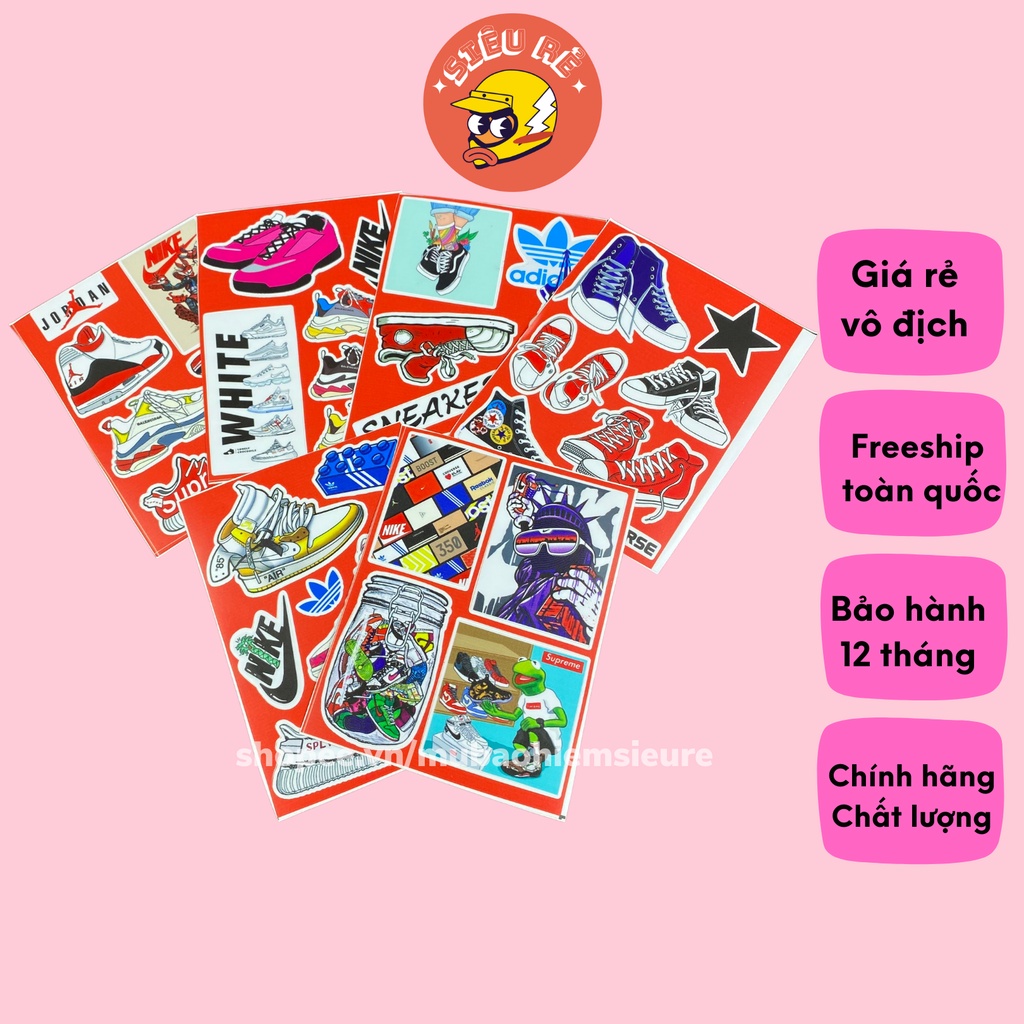 Sticker Sneaker Nhựa PVC, không thấm nước, dán nón bảo hiểm, xe, laptop, điện thoại, Vali, ...Siêu Hot