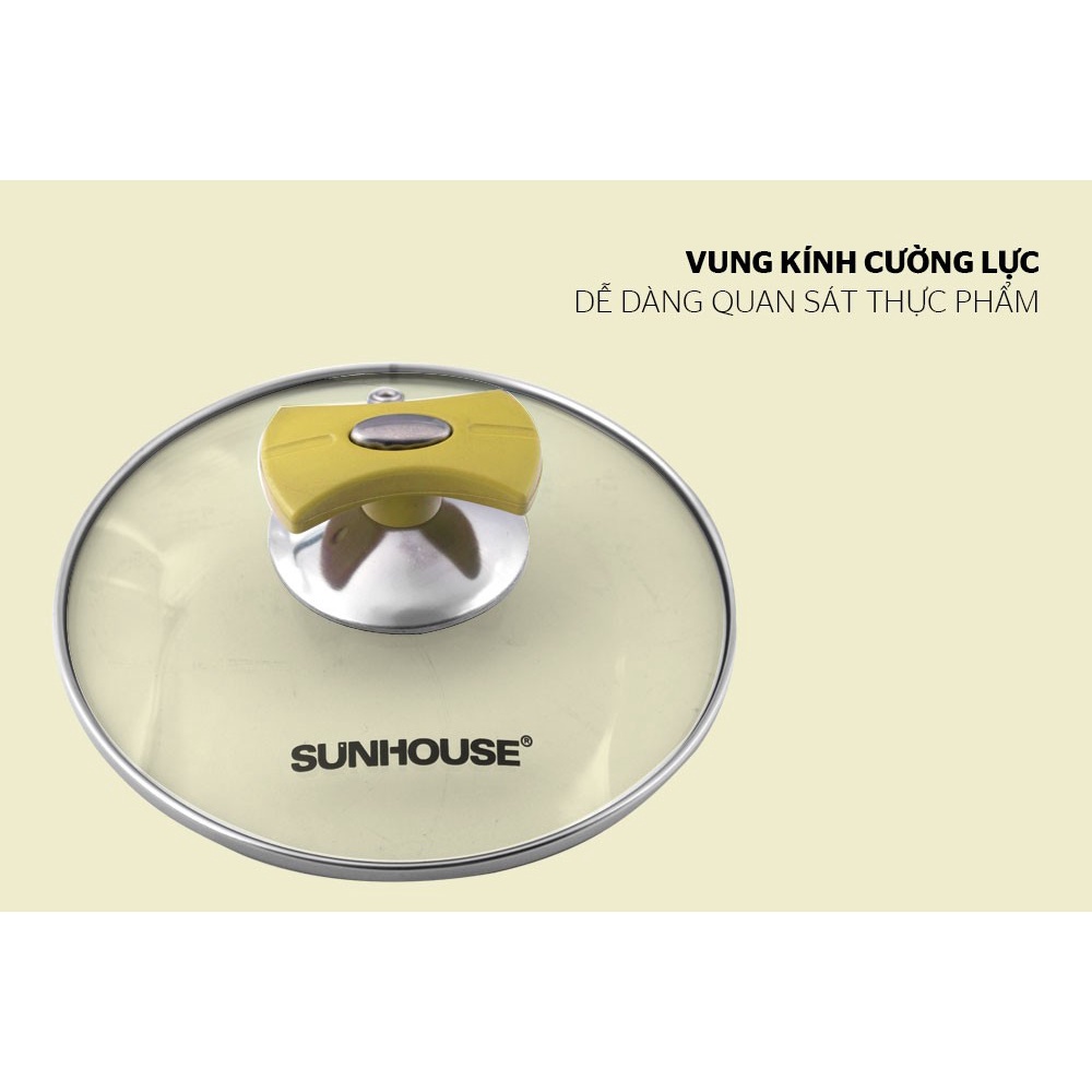 Bộ nồi inox 5 đáy từ SUNHOUSE SH787 bộ nồi bếp từ size 16 20 24CM chất liệu inox cao cấp chính hãng bảo hành - HAPOS