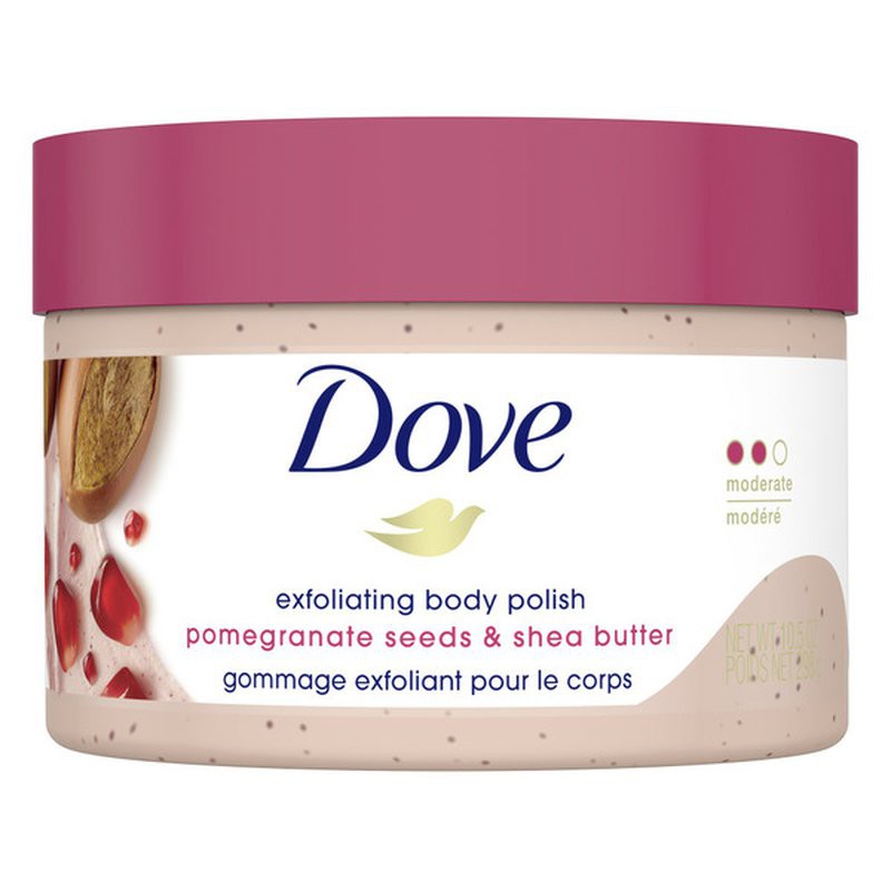 Kem Tẩy Tế Bào Chết Toàn Thân Dove Pomegranate Seeds - Shea Butter Bơ Hạt Mỡ Và Lựu 298gr