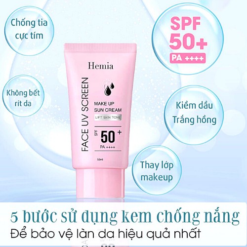 [HOT 2021] Kem Chống Nắng Hemia Nhập Khẩu Hàn Quốc Dưỡng Trắng Make up Bảo Vệ Da Chống Lão Hoá - Da Dầu, Da mụn, Da khô | BigBuy360 - bigbuy360.vn