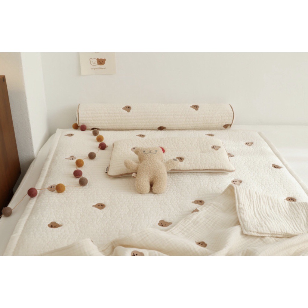 Thảm Đệm Nằm Chezbebe Hàn Quốc Thêu Quilting Gấu Shagomi chính hãng cho bé - made in Korea