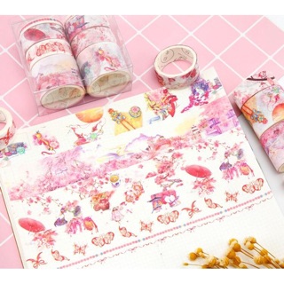 Set 8 cuộn băng dính washi tape trang trí sổ, bookmark, planner, bullet journal