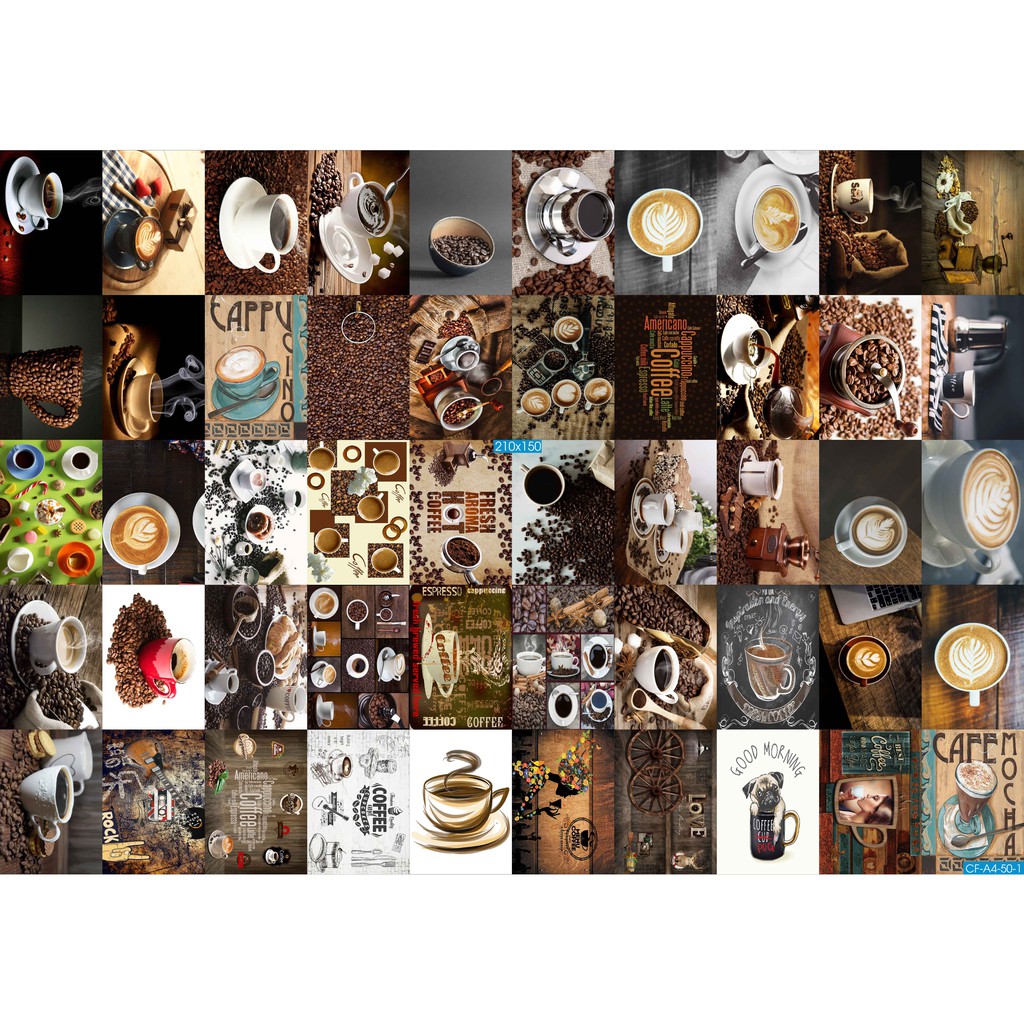 Combo Set 105 tờ Decal dán tường COFFE siêu đẹp