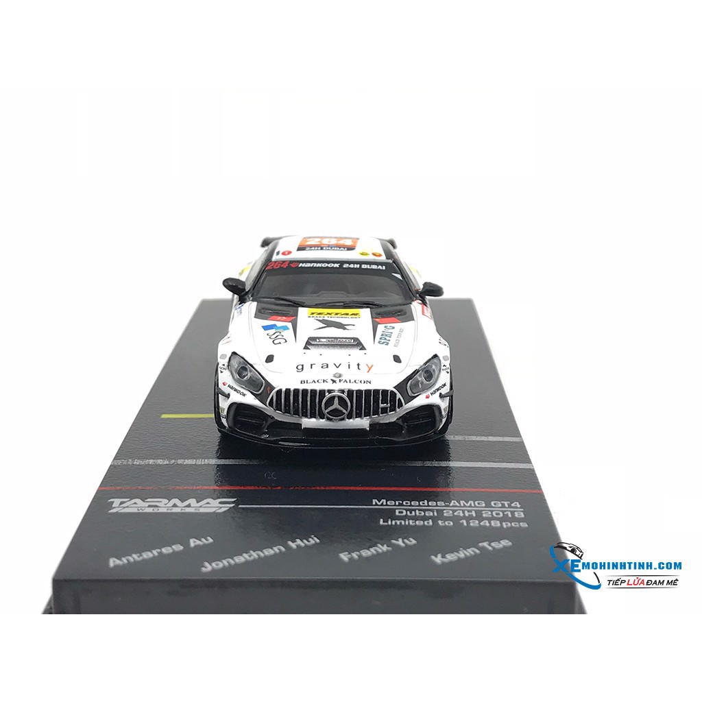 Xe Mô Hình Mercedes - AMG GT4 Dubai 24H 2018 1:64 Tarmac Works ( Trắng )