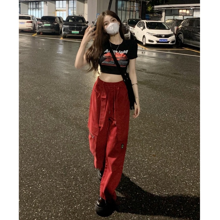 Quần Jean Nữ Ống Rộng Lưng Cao Phong Cách retro Mỹ Cá Tính