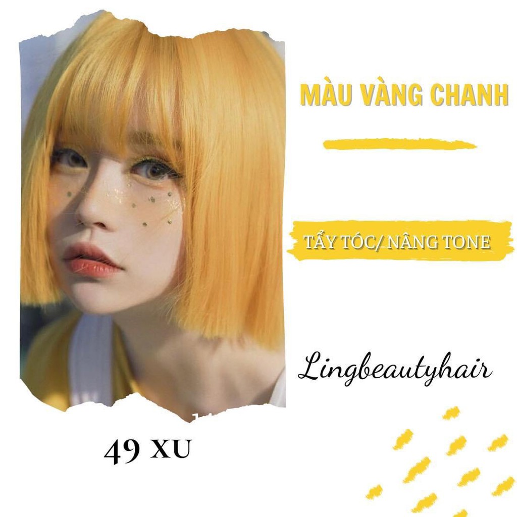 Thuốc nhuộm tóc màu Vàng Chanh kèm oxy và gang tay- Tây tóc/ Nâng tone