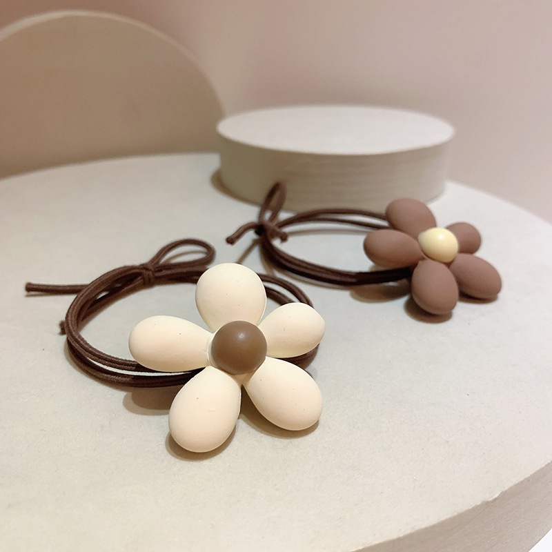 Cột tóc hoa 5 cánh NÂU BE hàn quốc dễ thương CT15