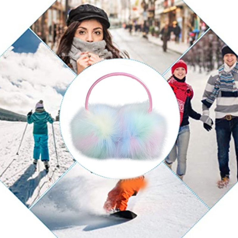 Chụp Tai Phủ Lông Màu Gradient Thời Trang Mùa Đông Cho Bé Gái