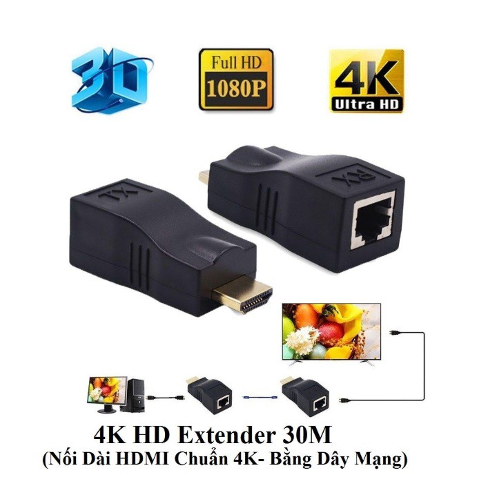 Bộ nối dài HDMI chuẩn 4K bằng dây LAN 30m (4K HD EXTENDER 30M)