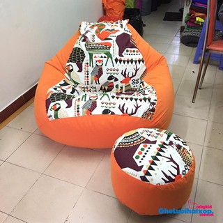 Ghế lười hạt xốp họa tiết thú (có kèm ruột)