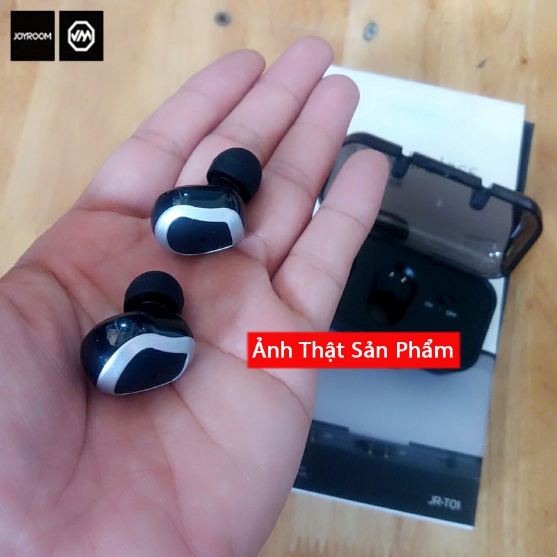 TAI NGHE BLUETOOTH  KHÔNG DÂY JOYROOM JR T01 DÒNG TAI NGHE KHÔNG DÂY CÓ 2 TAI ĐỐC SẠC KÈM DUNG LƯỢNG PIN