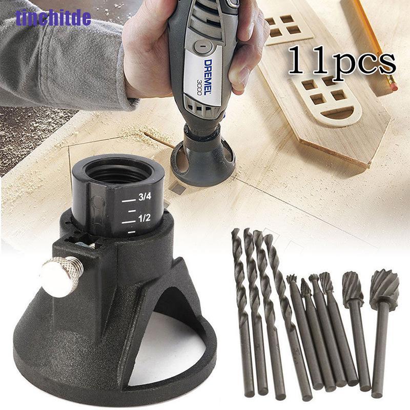 [Tinchitde] Dremel Rotary Multi Tool Cutting Guide Hss Router Drill Bits Set Attachment Kit [Tin]