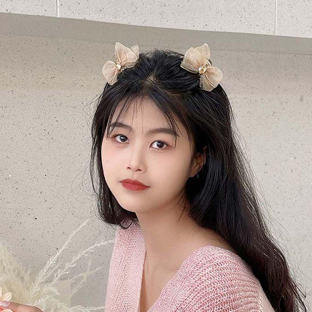 Vanes1 Nơ Cài Tóc Cô Gái Thanh Lịch Organza|Kẹp TóC HìNh Thỏ / GấU Dễ Thương Cho Nữ