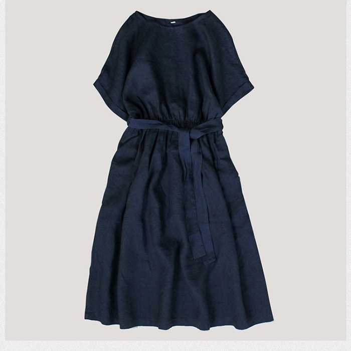 Đầm xòe linen form rộng rút eo tay cánh rơi trẻ trung, thời trang thương hiệu chính hãng